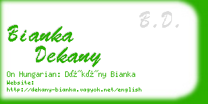 bianka dekany business card